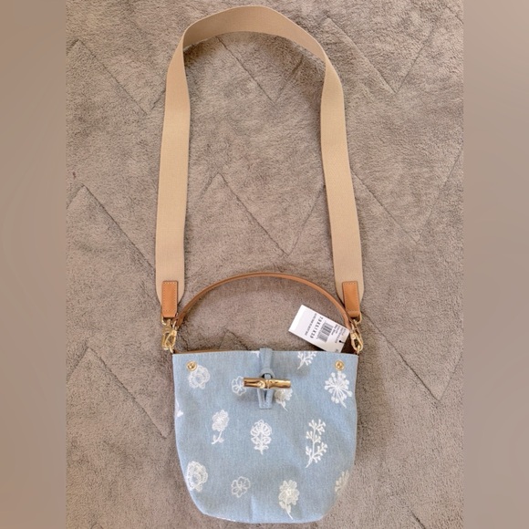NEW🔥LONGCHAMP XS Le Roseau Denim Bucket Bag🔥 - Picture 3 of 13
